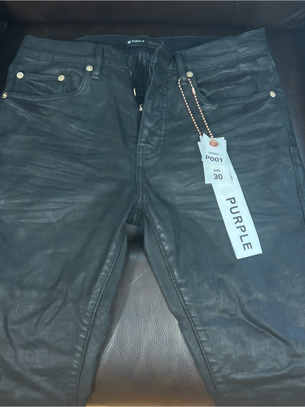 Purple Men’s Slim Black Coated Jeans - Size 30
